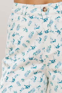 Don’t Think Twice Cream Ditsy Floral Wide Leg Jeans
