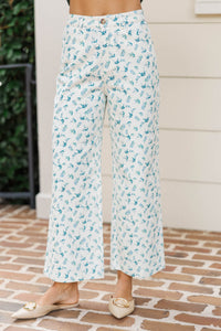 Don’t Think Twice Cream Ditsy Floral Wide Leg Jeans