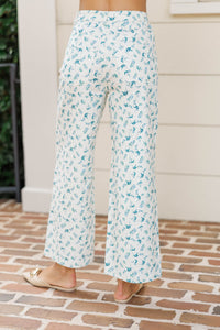 Don’t Think Twice Cream Ditsy Floral Wide Leg Jeans