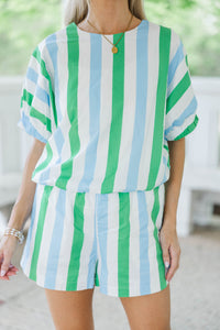 Call It Done Blue Striped Blouse