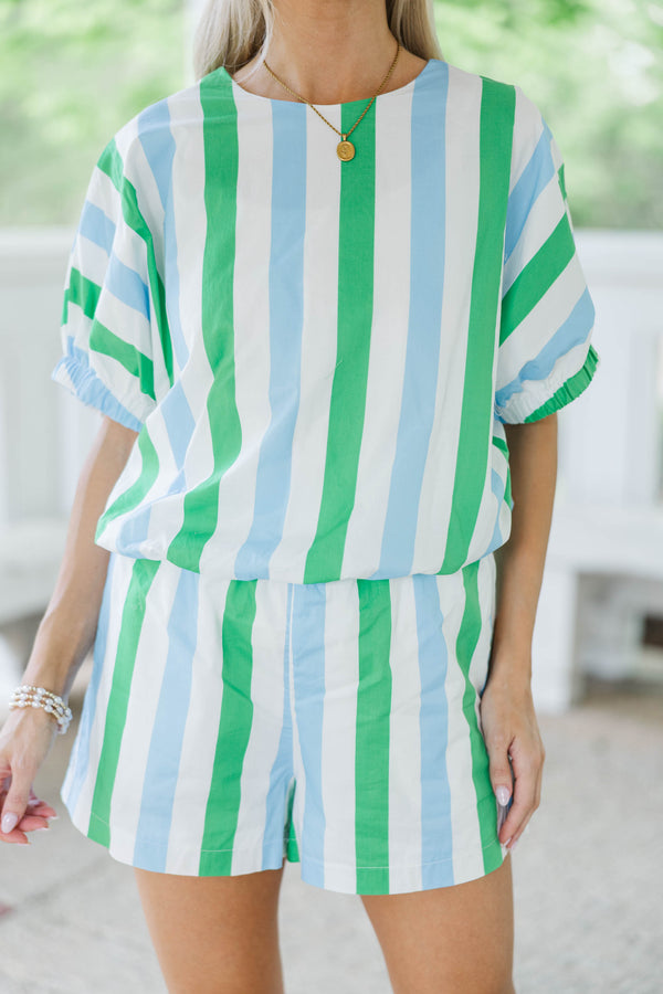 Call It Done Blue Striped Blouse