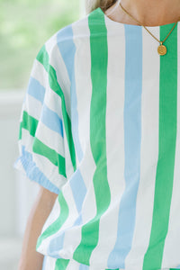 Call It Done Blue Striped Blouse
