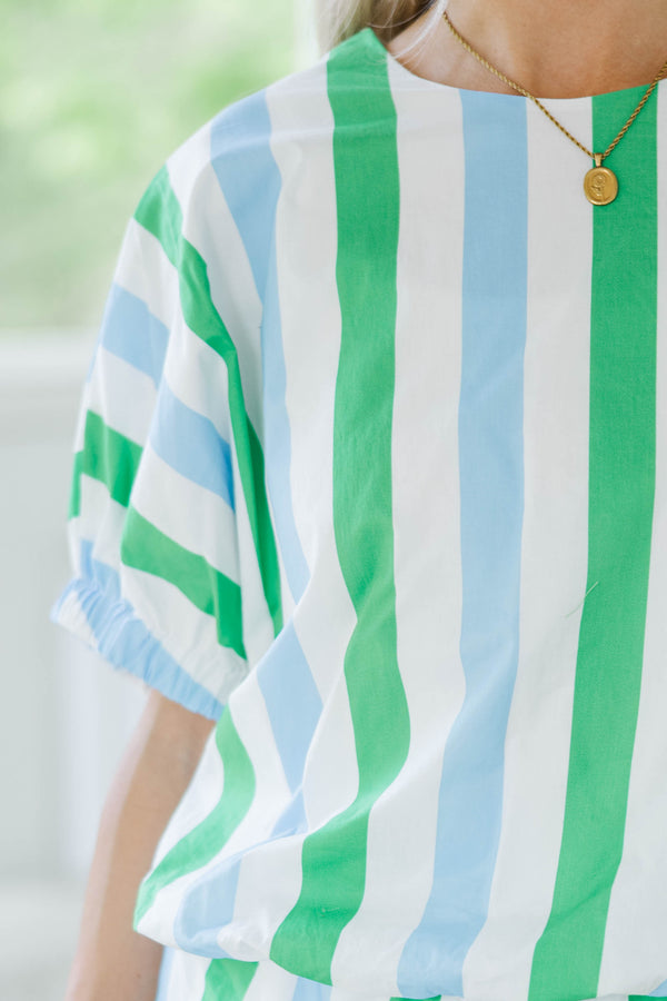 Call It Done Blue Striped Blouse