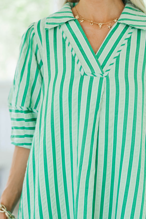 This One Here Green Striped Midi Dress