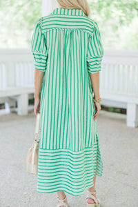 This One Here Green Striped Midi Dress