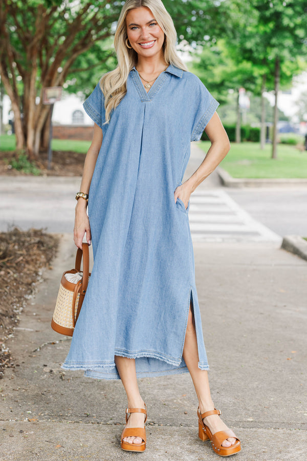 That’s Better Blue Denim Midi Dress