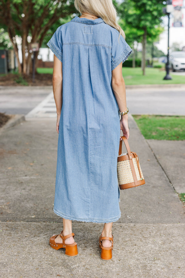 That’s Better Blue Denim Midi Dress