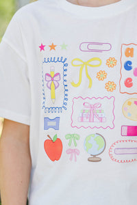 Girls: Ready To Learn White Graphic Tee