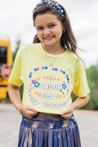 Girls: First Day Of School Yellow Graphic Tee