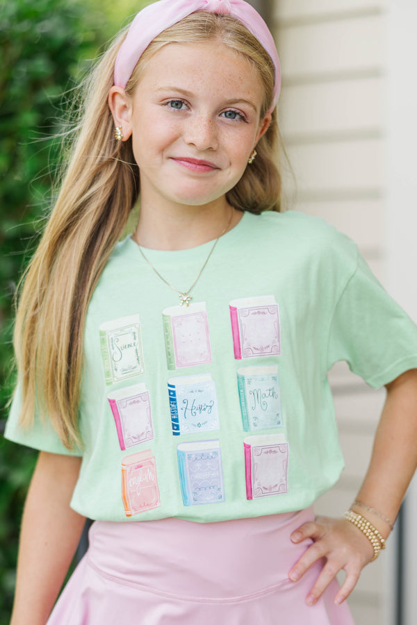 Girls: Study Mode Mint Graphic Tee