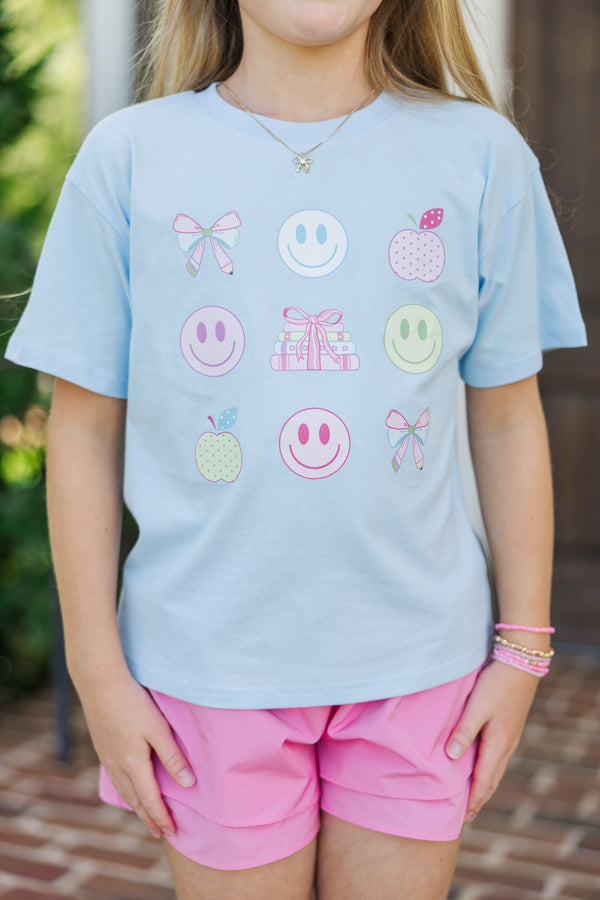 Girls: Smiley Days Light Blue Graphic Tee