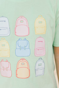 Girls: Off To School Mint Graphic Tee