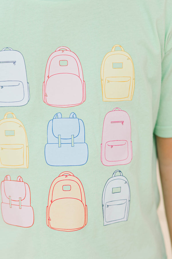Girls: Off To School Mint Graphic Tee