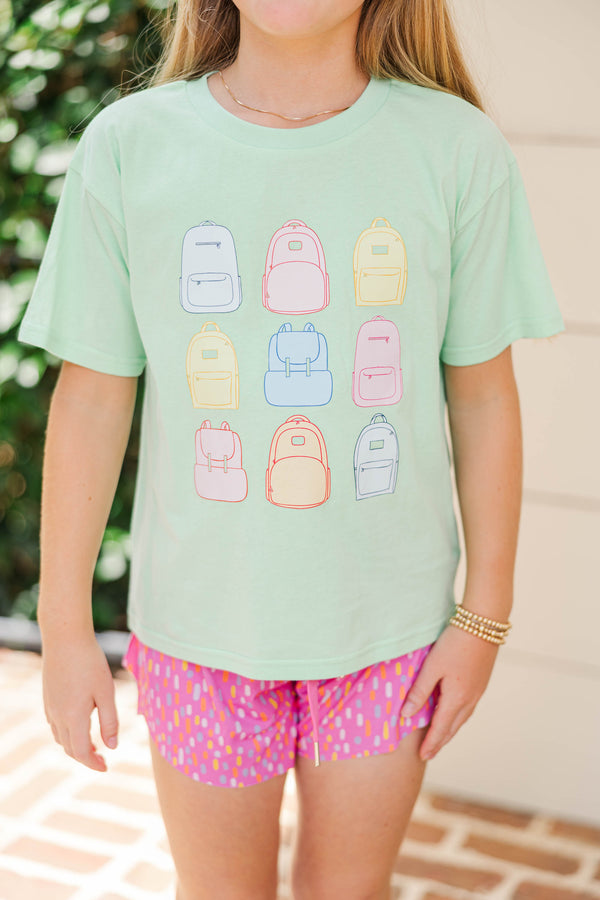 Girls: Off To School Mint Graphic Tee