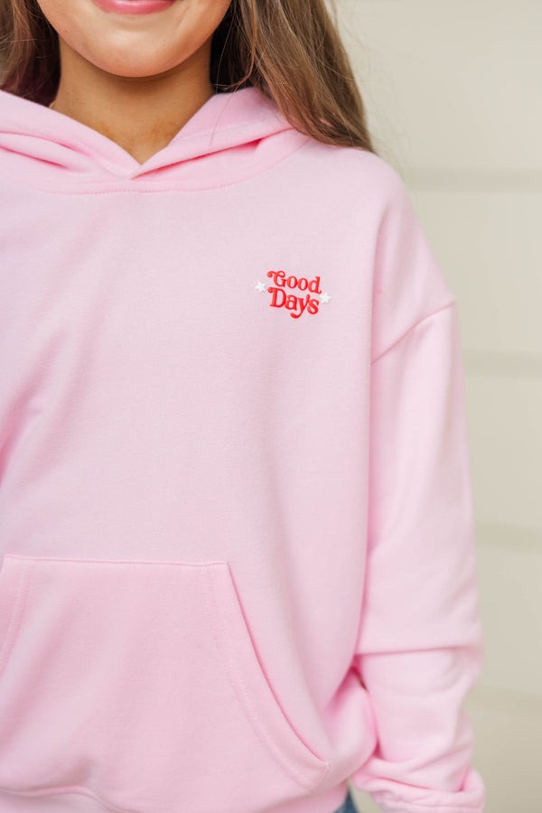Girls: Good Days Blush Pink Graphic Hoodie