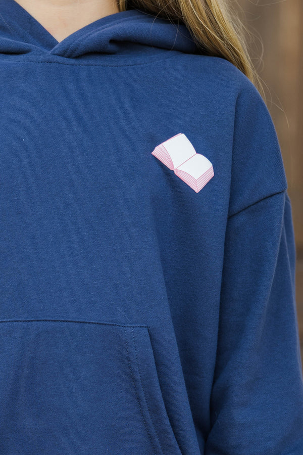 Girls: Read Navy Blue Graphic Hoodie