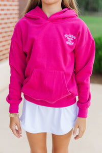 Girls: Do What Makes You Happy Fuchsia Pink Embroidered Hoodie
