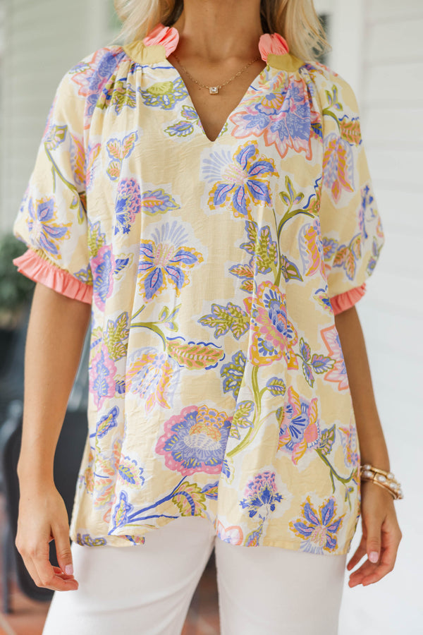 This One For Sure Yellow Floral Blouse