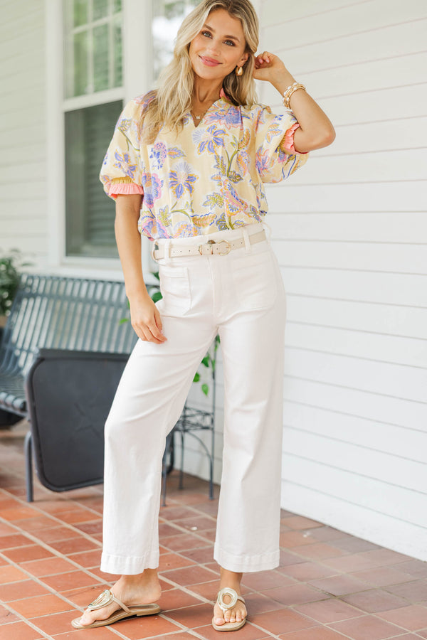 This One For Sure Yellow Floral Blouse