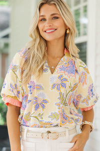 This One For Sure Yellow Floral Blouse