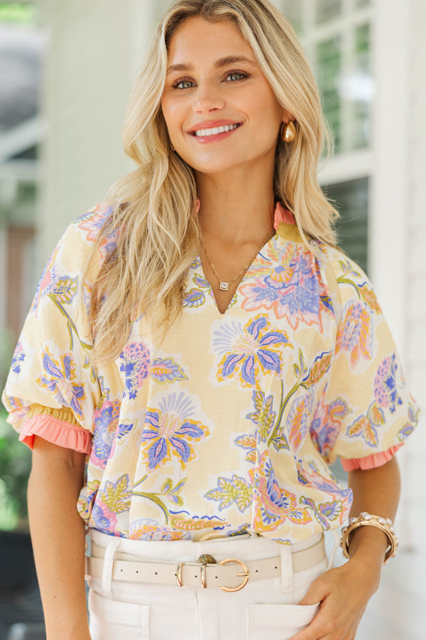 This One For Sure Yellow Floral Blouse