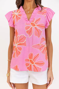 No Missing This Pink Floral Blouse