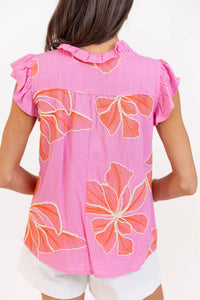 No Missing This Pink Floral Blouse