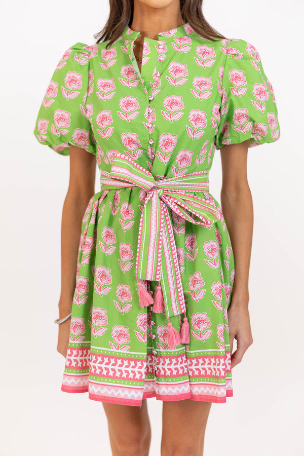 Center Of It All Green Floral Dress