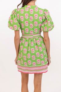 Center Of It All Green Floral Dress