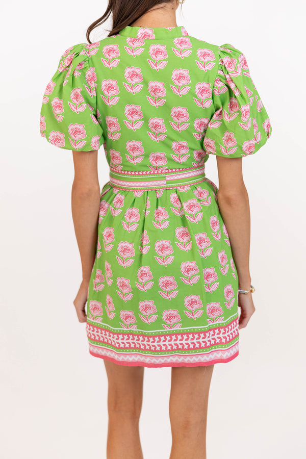 Center Of It All Green Floral Dress