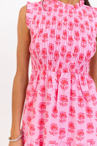 Sweet Surrender Pink Floral Midi Dress