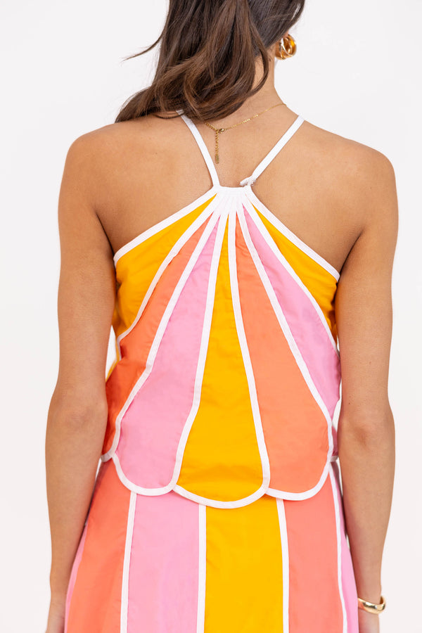 So Flirty Peach Colorblock Halter Tank