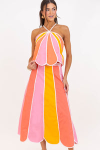 So Flirty Peach Colorblock Halter Tank