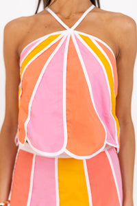 So Flirty Peach Colorblock Halter Tank