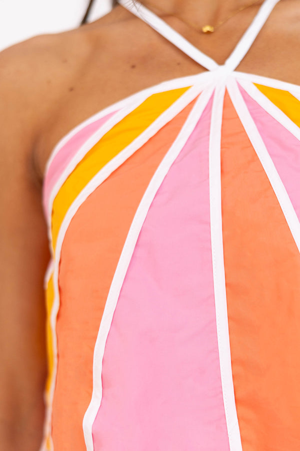 So Flirty Peach Colorblock Halter Tank