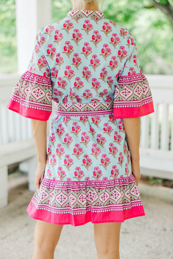 Turning Heads Green Floral Dress