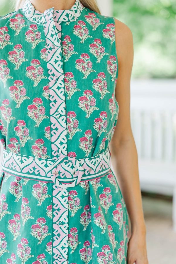 Swept Up In Something Sweet Green Floral Dress