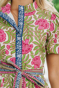 Softly And Suddenly Green Floral Midi Dress
