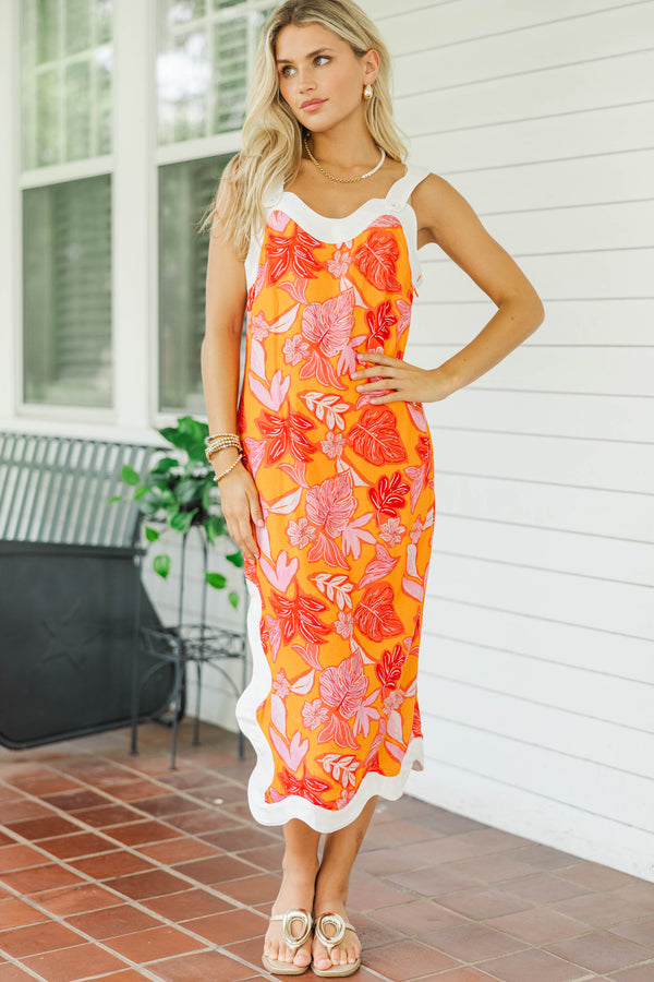 Fate: So Good Right Now Orange Floral Dress