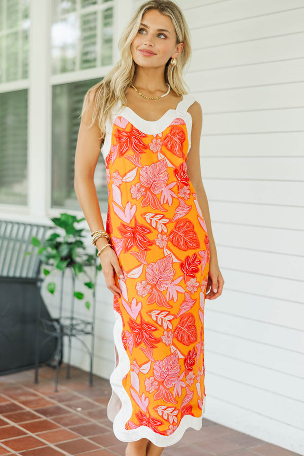 Fate: So Good Right Now Orange Floral Dress