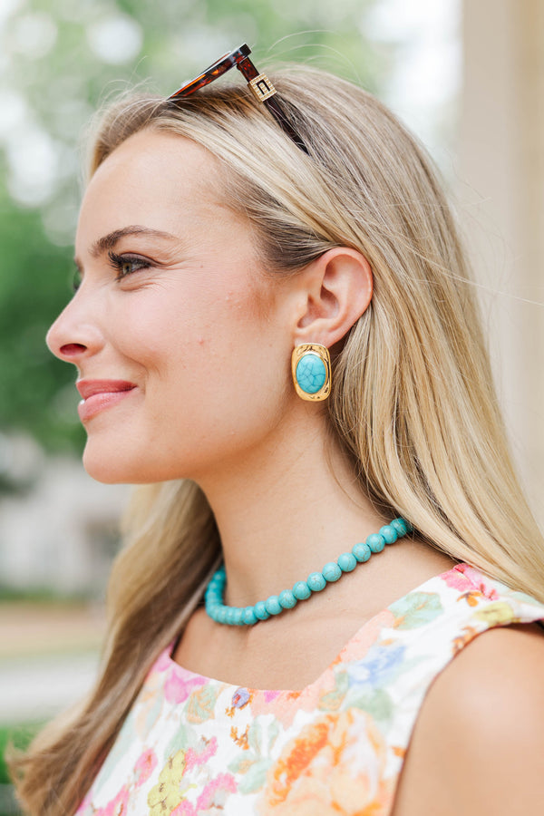 Golden Prairie Teal Earrings