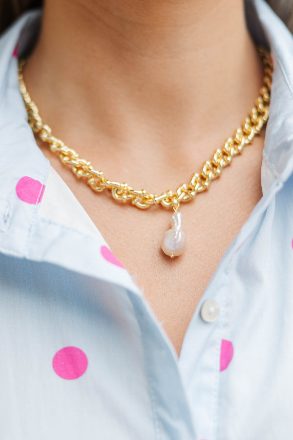 Classic Keepsake Gold Pearl Drop Necklace