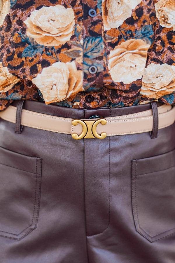Sleek Statement Taupe Belt