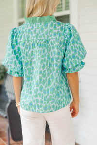 All Yours Green Leopard Blouse