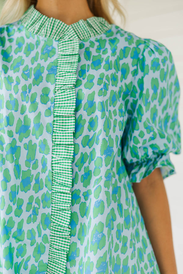 All Yours Green Leopard Blouse