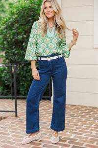 So Me Green Medallion Blouse