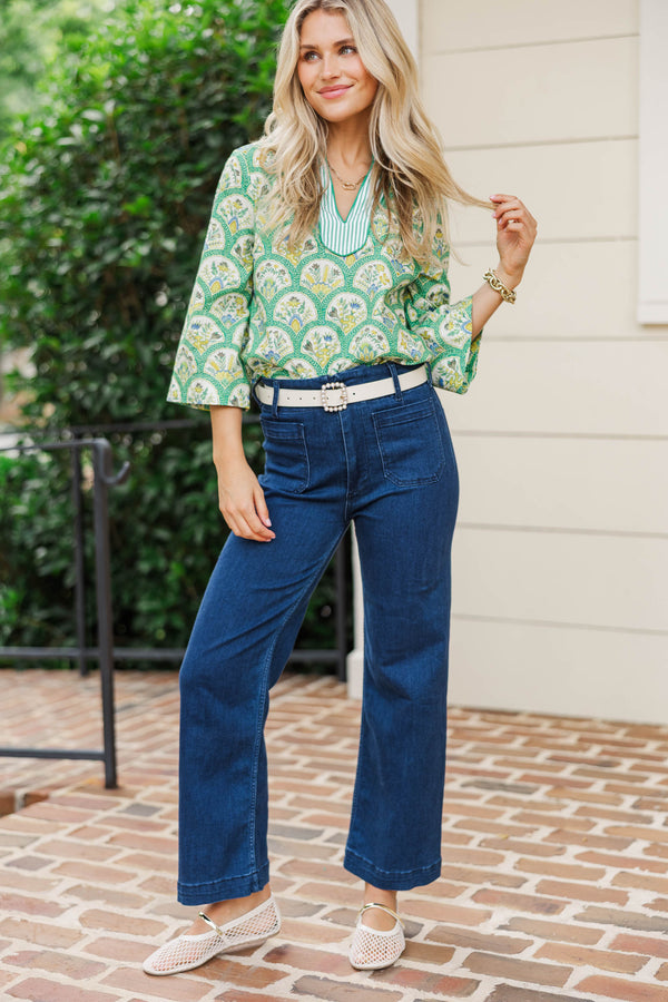 So Me Green Medallion Blouse
