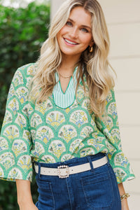 So Me Green Medallion Blouse