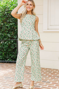 Happy Looks Good Sage Ditsy Floral Blouse