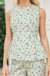 Happy Looks Good Sage Ditsy Floral Blouse